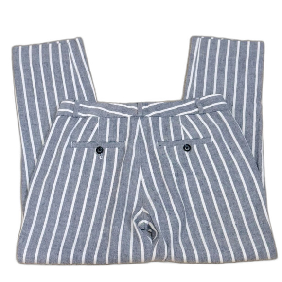 Banana Republic Grey Striped Linen Mid Rise Avery Ankle Length Pants Sz 0 EUC - Picture 4 of 8